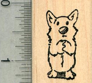 Dog Praying Rubber Stamp, Small Size