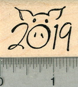 Year of the Pig Rubber Stamp, Chinese Zodiac, 2019 Cute Snout