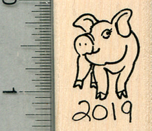 Year of the Pig Rubber Stamp, Chinese Zodiac, 2019 Cute