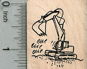 Backhoe Excavator Rubber Stamp, Construction Equipment Series