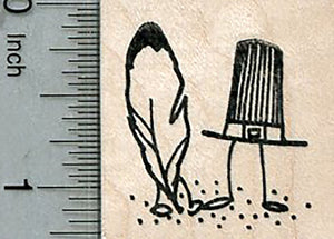 Thanksgiving Rubber Stamp, Pilgrim Hat and Feather