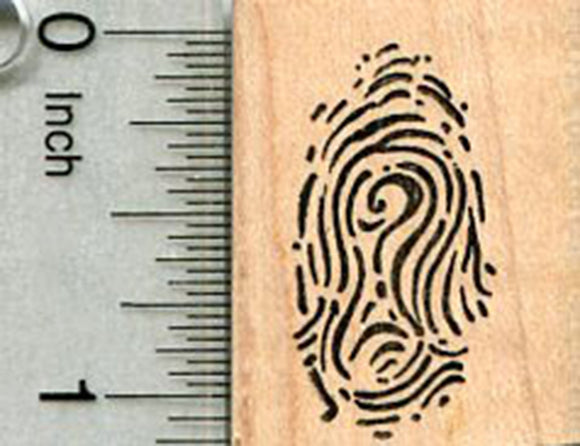 Fingerprint Rubber Stamp, with Question Mark, Detective Series
