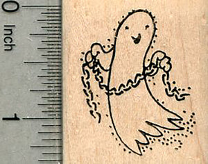 Halloween Ghost Rubber Stamp, with Chain for Haunting