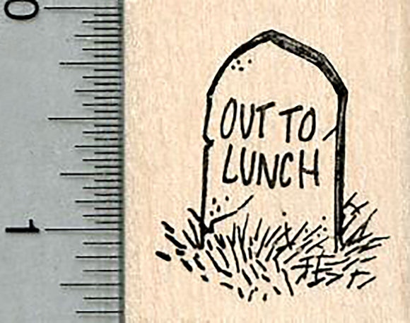 Zombie Headstone Rubber Stamp, Out to Lunch