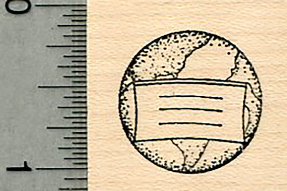 Masked Planet Rubber Stamp, Earth in a Pleated Mask