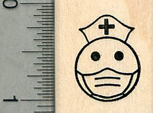 Nurse Emoji Rubber Stamp, Mask Series