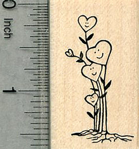 Heart Flower Family Rubber Stamp, Roots Series