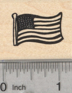 American Flag Rubber Stamp, Small