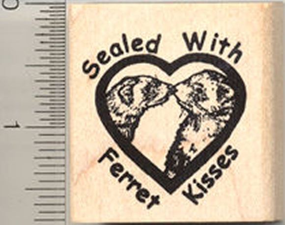 Ferret Kisses Rubber Stamp, Sealed with a Kiss
