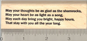 St. Patrick's Day Blessing Rubber Stamp, May your thoughts be as glad as the shamrocks