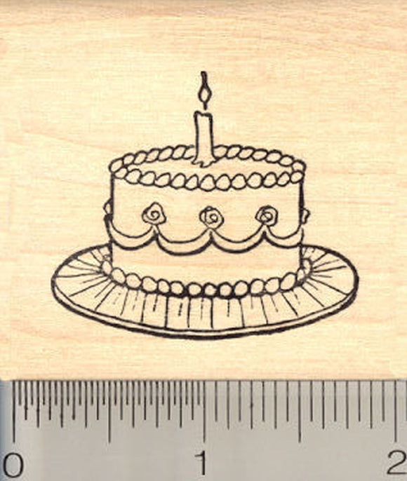 Birthday Cake Rubber Stamp