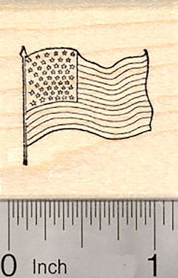 American Flag Rubber Stamp, Small