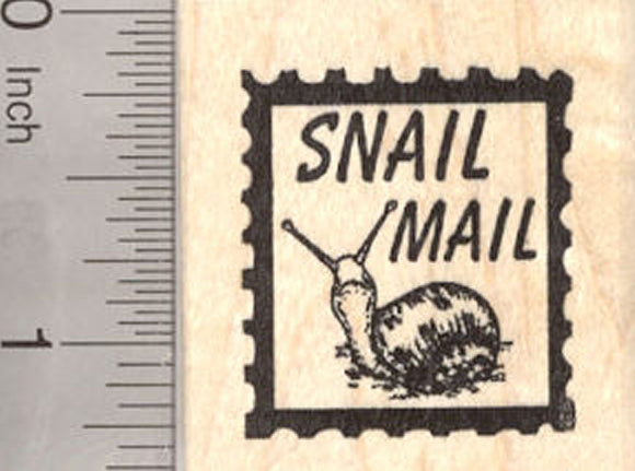 Snail Mail Faux Postage Rubber Stamp