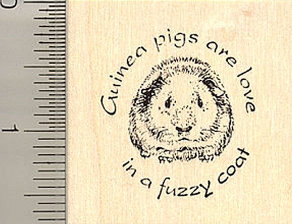 Guinea Pig Rubber Stamp, love in a fuzzy coat Saying