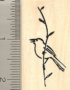 Songbird, Bird on a branch Rubber Stamp