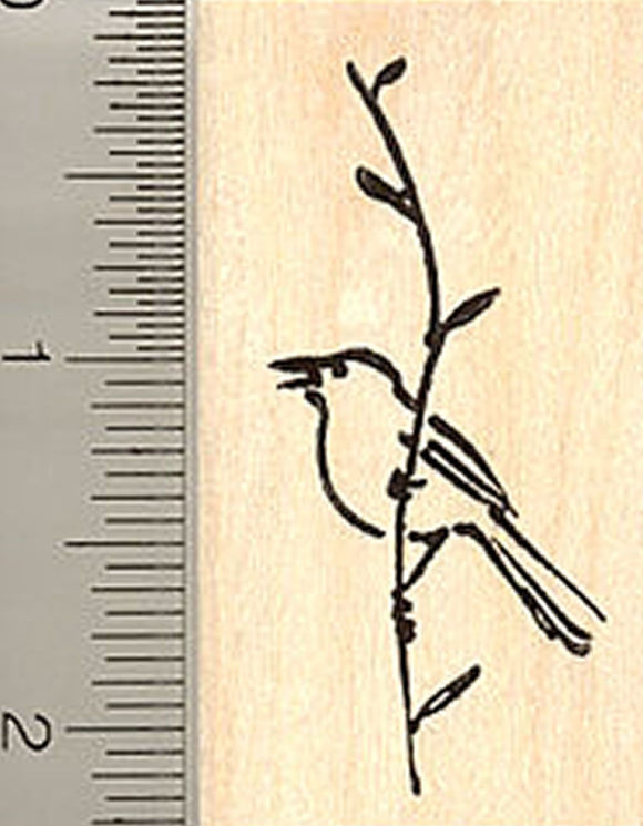 Songbird, Bird on a branch Rubber Stamp
