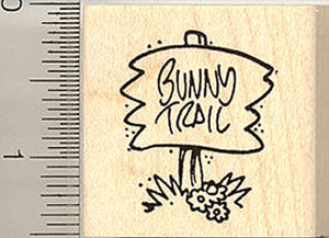 Bunny Trail Sign Rubber Stamp