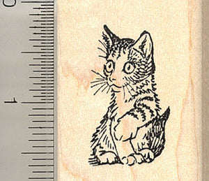 Watchful Kitten Rubber Stamp