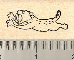 Leaping Saber Toothed Cat Rubber Stamp