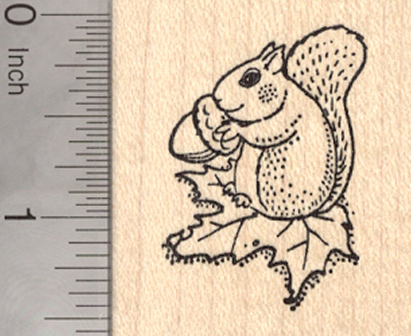 Fall Harvest Squirrel Rubber Stamp