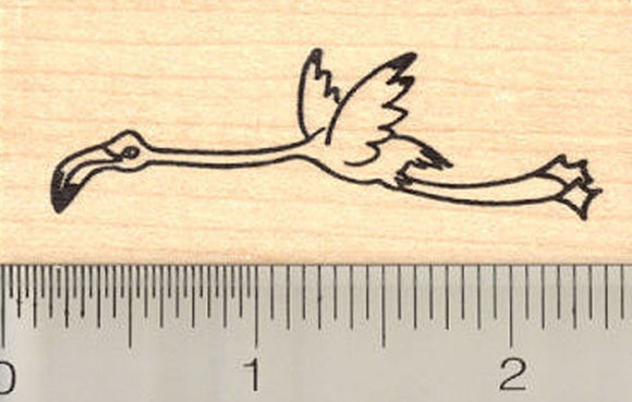 Flying Flamingo Rubber Stamp