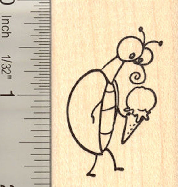 Ice Cream Cone Beetle Rubber Stamp