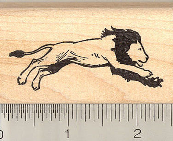 Leaping Lion Rubber Stamp