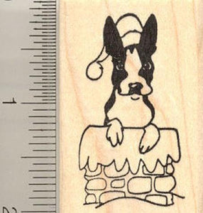 Boston Terrier Santa Rubber Stamp