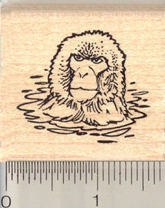 Snow Monkey in Water Rubber Stamp