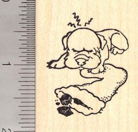 Naughty Puppy Dog Christmas Rubber Stamp