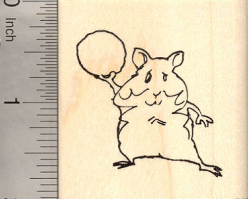 Hamster throwing snowball Rubber Stamp