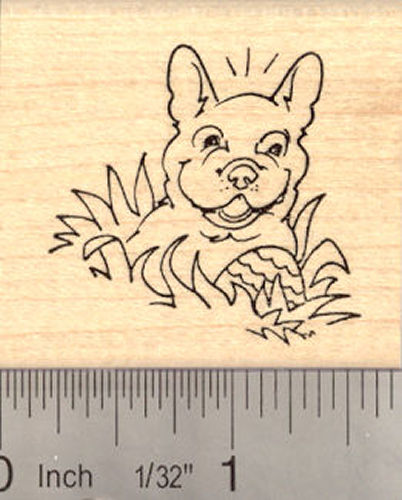 French Bulldog Easter Egg Hunt Rubber Stamp