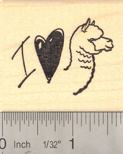 I heart Alpaca Rubber Stamp