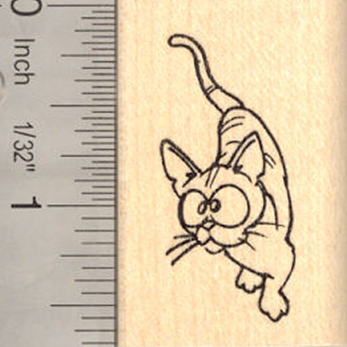 Cute Comic Cat Rubber Stamp