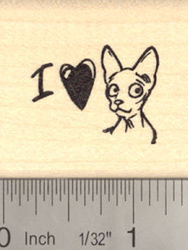 I Love My Sphynx Cat Rubber Stamp