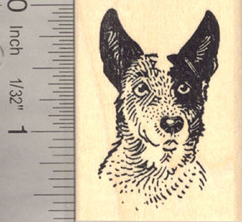 Australian Cattle Dog Rubber Stamp (Blue Heeler)