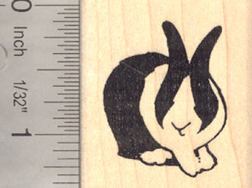 Dutch Bunny Rabbit Rubber Stamp, Black and White