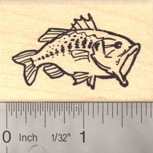 Largemouth Bass Fish Rubber Stamp, AKA black bass, 'ole bucketmouth, green bass, green trout