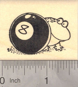Frog Behind the Eight Ball, Pool Rubber Stamp