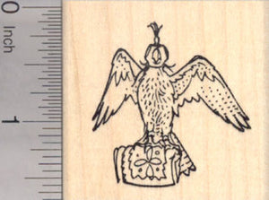 Hooded Falcon, Falconry Rubber Stamp (Perched on Cuff Gauntlet)