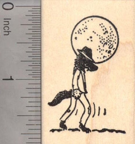 Werewolf Moonwalk Halloween Rubber Stamp, Dance Party
