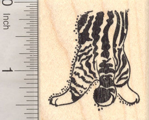 Half a Cat Rubber Stamp - stamp this half cat so that it looks like it is head first in a bag, box, or stocking