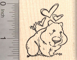 Valentine's Day Wombat Rubber Stamp, Cupid's Arrow