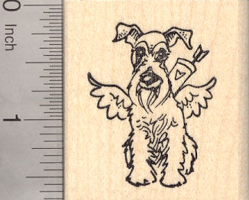 Valentine's Day Schnauzer Dog Cupid Rubber Stamp