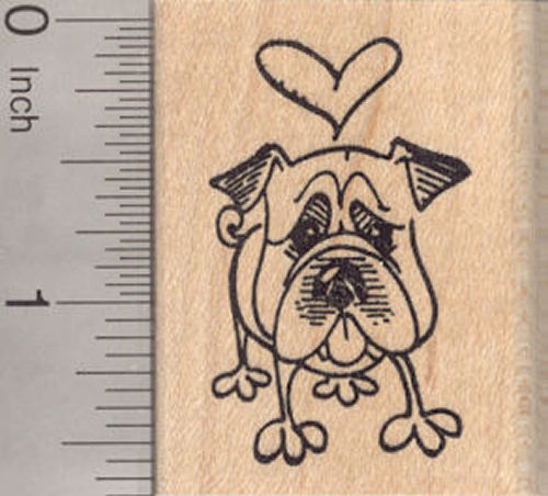 Valentine's Day bulldog Dog Rubber Stamp