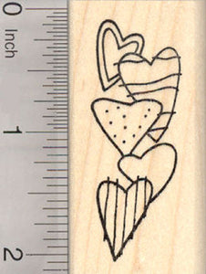 String of Hearts Rubber Stamp, Valentine's Day