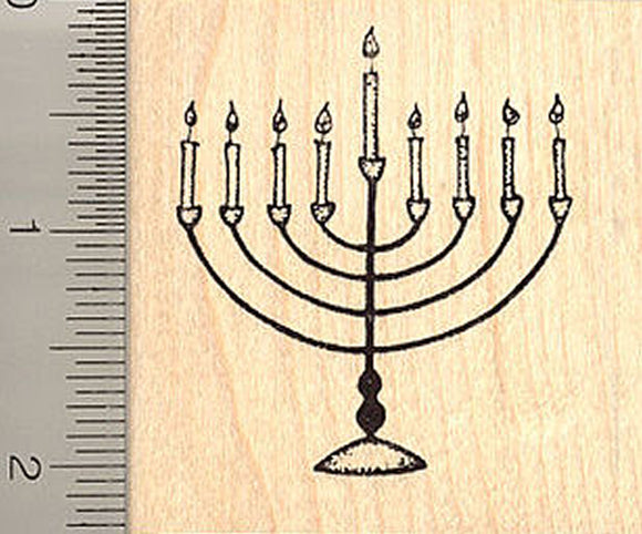 Menorah Hanukkah Rubber Stamp, Judaism