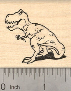 St. Patrick's Day Tyrannosaurus Rex Dinosaur Rubber Stamp, with Clover