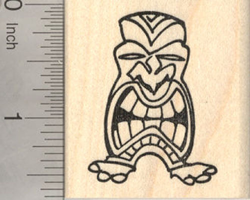 Hawaiian and Polynesian Tiki Mask Rubber Stamp
