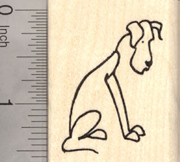 Great Dane Rubber Stamp, Stick Figure Dog
